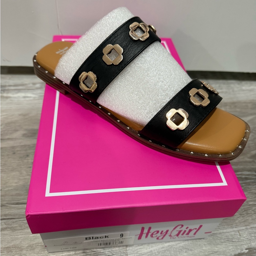 Corkys Hey Girl Low Tide Double Strap Sandal Black Sandals - Picture 6 of 8